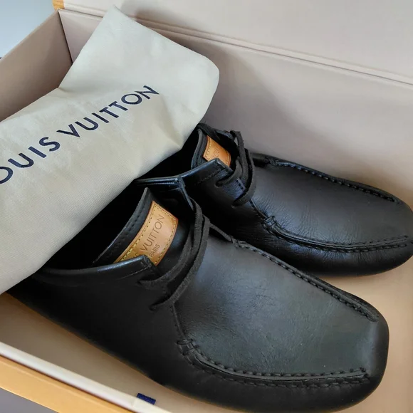 Louis Vuitton Black Veau Soie Leather Loafers Shoes - Picture 14 of 16